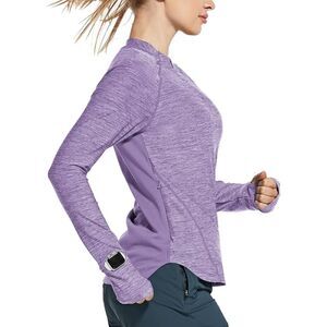 Baleaf Purple Small LS Workout Top Running Athletic Shirts Quick Dry UPF 50